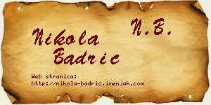 Nikola Badrić vizit kartica